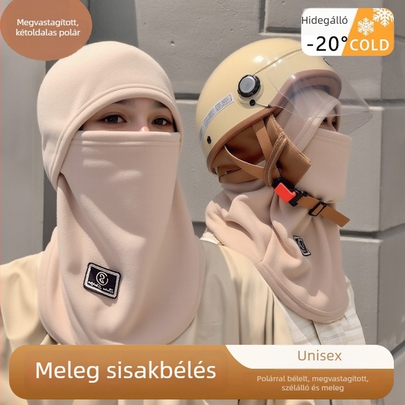 Téli meleg balaclava sisakkal bélelt, szélvédett kerékpározáshoz és síeléshez, polár fleece, uniszex