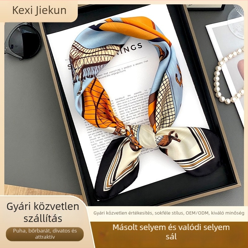 Mesterséges selyem kendő, satin anyag, twill szövet, nyomtatás, 2025 tavasza