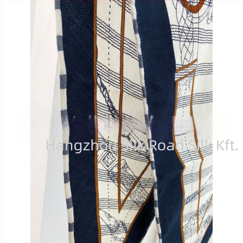Selyemgyapjú sál rombuszos mintával, kétoldalas, téli szezonra - márka Silk store/Silk road