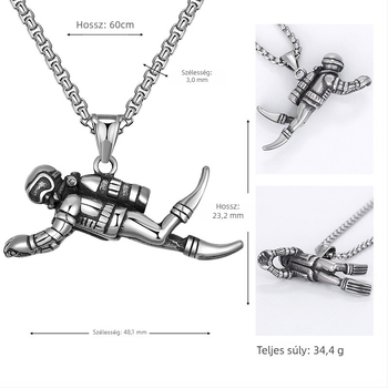 Férfi hosszú medálos nyaklánc — geometriai stílus, titánium acél, márka HAO XING, személyes tendencia (titánium acél; HAO XING; geometriai stílus; személyes tendencia)