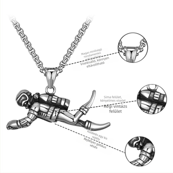 Férfi hosszú medálos nyaklánc — geometriai stílus, titánium acél, márka HAO XING, személyes tendencia (titánium acél; HAO XING; geometriai stílus; személyes tendencia)