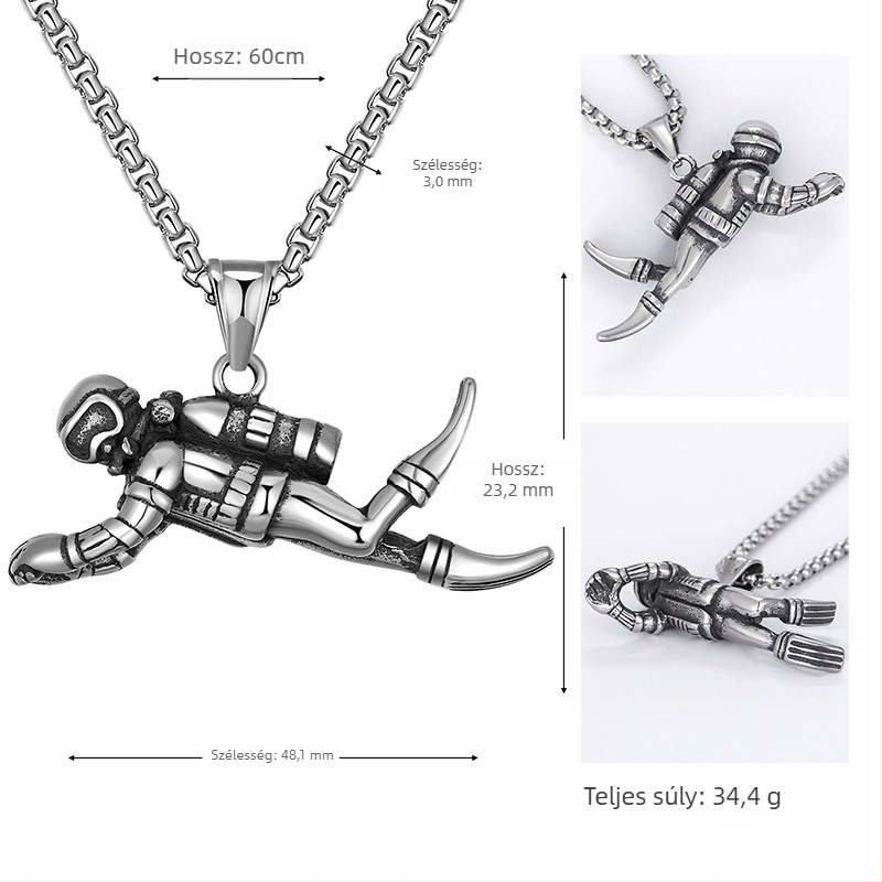 Férfi hosszú medálos nyaklánc — geometriai stílus, titánium acél, márka HAO XING, személyes tendencia (titánium acél; HAO XING; geometriai stílus; személyes tendencia)