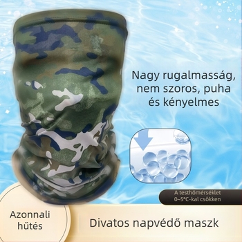 Kétszínű ice silk sál maszk mintával, fejkendőként is használható, csillagos égboltra emlékeztető mintázat, kamuflázs napsugár elleni védelemmel