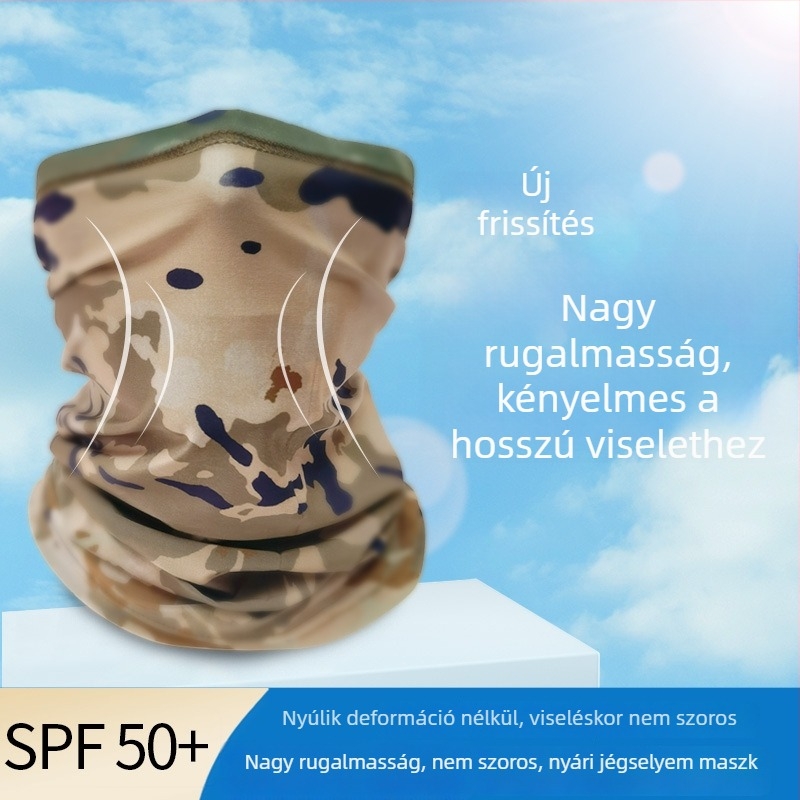 Kétszínű ice silk sál maszk mintával, fejkendőként is használható, csillagos égboltra emlékeztető mintázat, kamuflázs napsugár elleni védelemmel