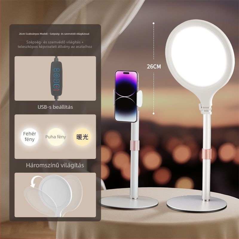 LED töltőfény élő közvetítéshez, asztali szépségvilágítás három színhőmérséklettel, 28W