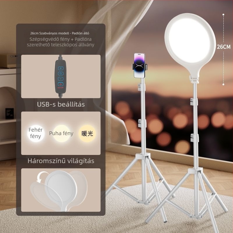 LED töltőfény élő közvetítéshez, asztali szépségvilágítás három színhőmérséklettel, 28W