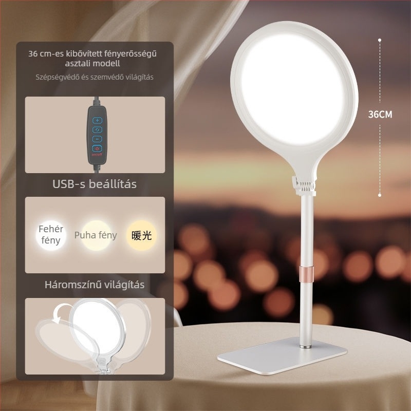 LED töltőfény élő közvetítéshez, asztali szépségvilágítás három színhőmérséklettel, 28W