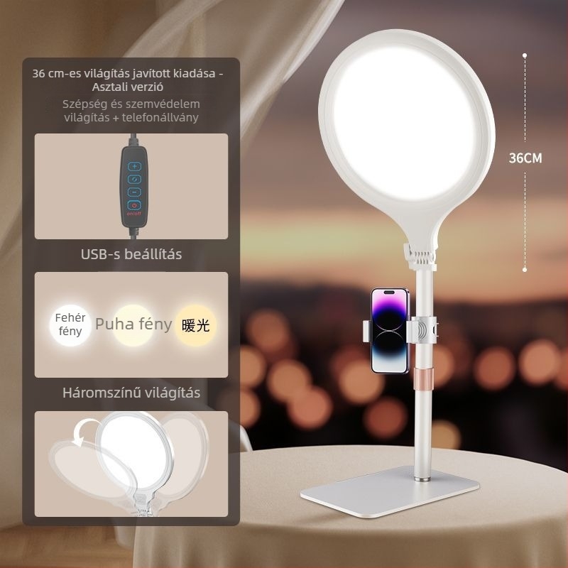 LED töltőfény élő közvetítéshez, asztali szépségvilágítás három színhőmérséklettel, 28W