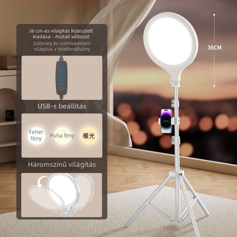 LED töltőfény élő közvetítéshez, asztali szépségvilágítás három színhőmérséklettel, 28W