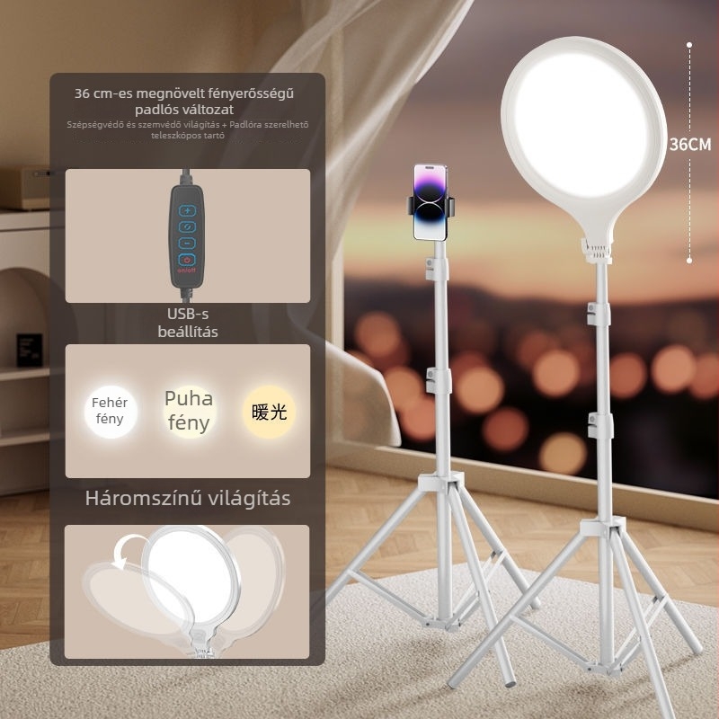 LED töltőfény élő közvetítéshez, asztali szépségvilágítás három színhőmérséklettel, 28W