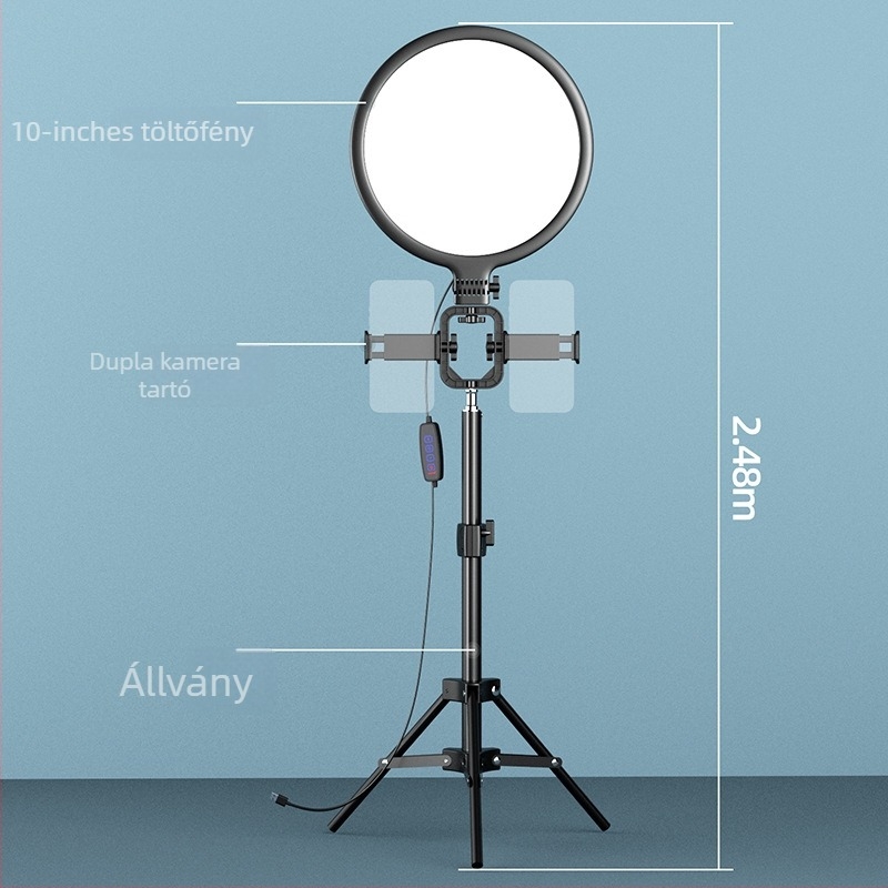 BOOYIIN XJ42P élő közvetítésre szánt LED töltőfény, 10W, 5V/2A