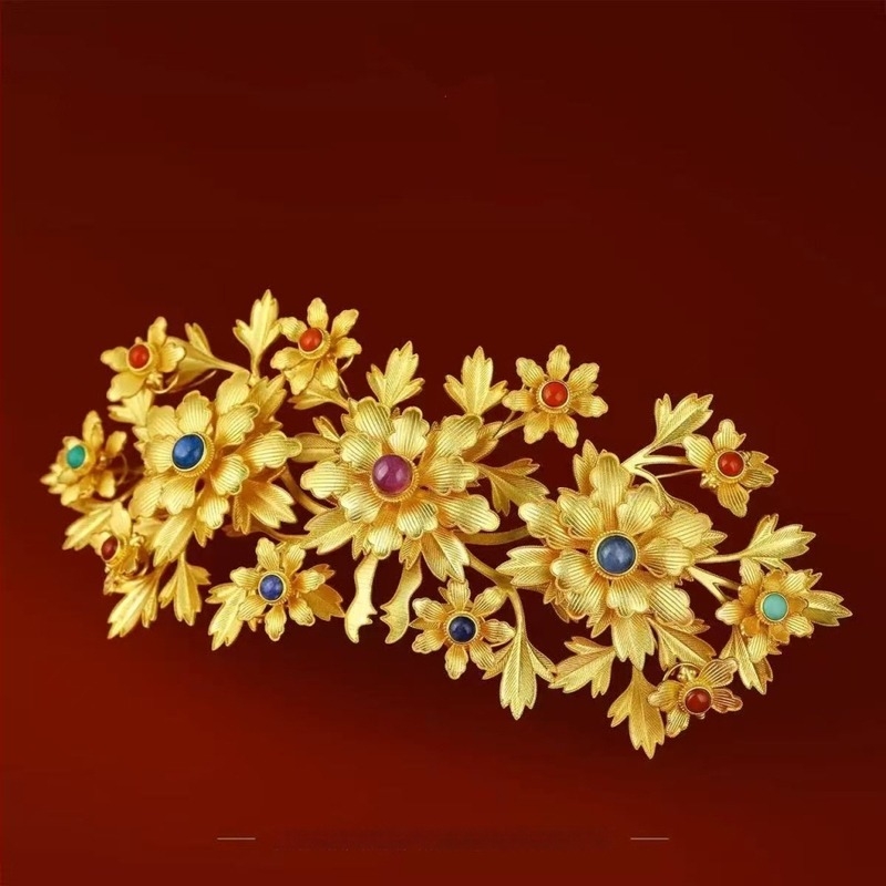 Ősi stílusú hajkorona rézből, kézzel készített, uniszex, virág alakú