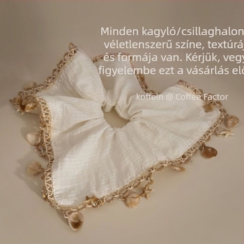 Fejfedő – Kézzel készült bohémi stílusú kagyló-füzérrel és négyzet alakú kendővel, anyag: textil, Yiwu eredet, 2025 tél