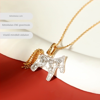 Oyini 925 ezüst nyaklánc kettős oldalú póni medállal, crushed ice textúrával, geometriai állatmotívummal, tél 2025 kiadás