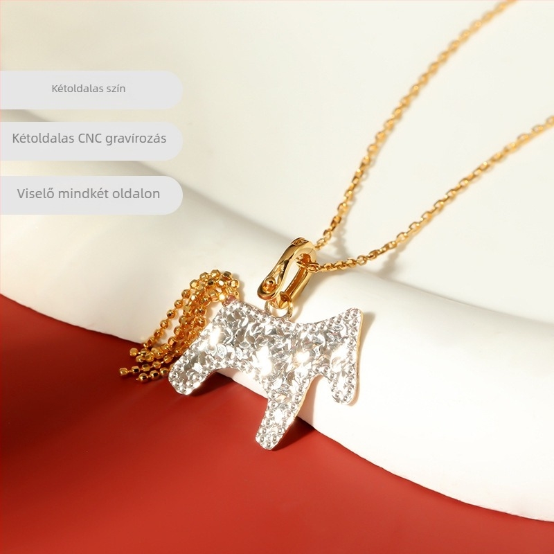 Oyini 925 ezüst nyaklánc kettős oldalú póni medállal, crushed ice textúrával, geometriai állatmotívummal, tél 2025 kiadás
