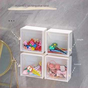 Fürdőszobai falra szerelt billenthető tárolódoboz, műanyag, modell Q01, japán stílus, fúrás nélkül