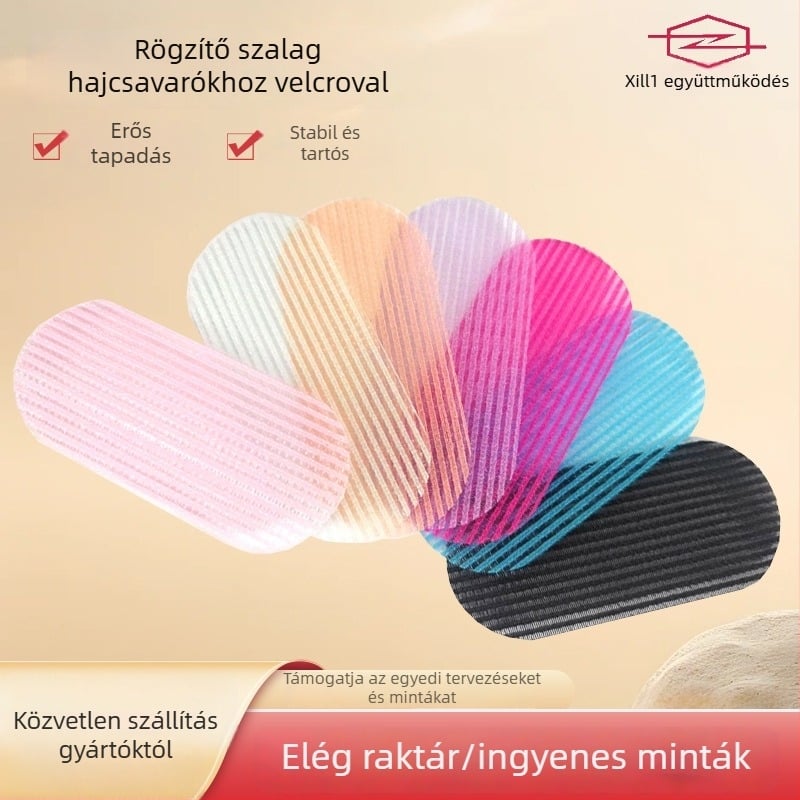 Velcro-s hajkörkítő szalag, nylon anyag, nylon–polieszter keverék, hátsó fejre illeszkedő láthatatlan matrica, termékkód Fjd