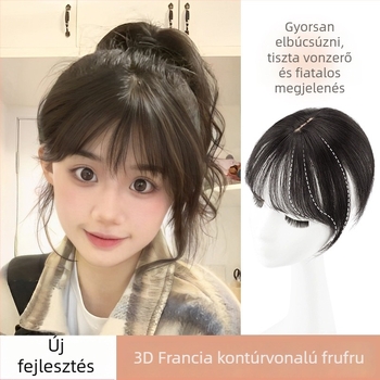 Frufru paróka, természetes, varrat nélküli illeszkedés, volument növelő haj, gépi szövésű, hőálló rostok