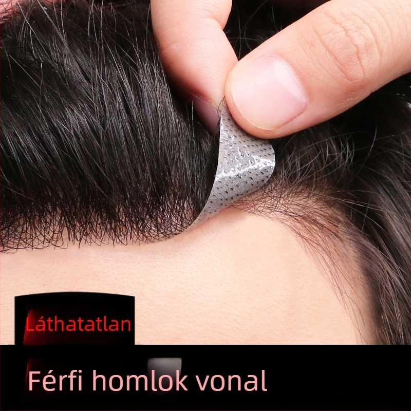 Férfi paróka természetes hajvonal mentén, valódi emberi hajból, teljesen kézzel készített, festhető, egyenes hajdarab