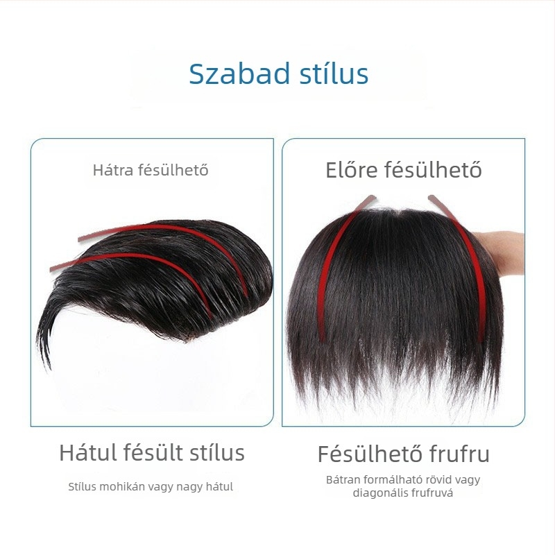 Férfi paróka természetes hajvonal mentén, valódi emberi hajból, teljesen kézzel készített, festhető, egyenes hajdarab