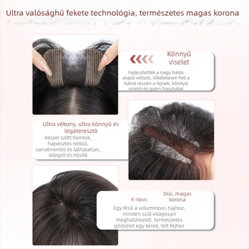 Valódi emberi hajból készült parókadarab nőknek, egyenes haj, Velcro U-formájú modell, feldolgozási mechanizmus, festhető és göndöríthető