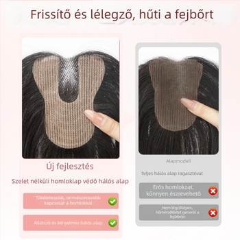 Valódi emberi hajból készült parókadarab nőknek, egyenes haj, Velcro U-formájú modell, feldolgozási mechanizmus, festhető és göndöríthető