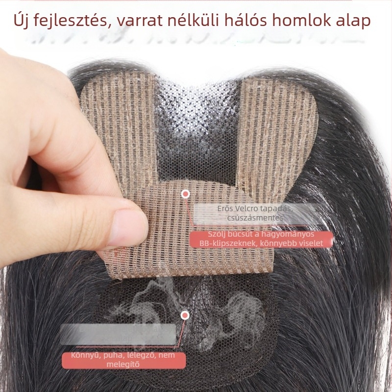 Valódi emberi hajból készült parókadarab nőknek, egyenes haj, Velcro U-formájú modell, feldolgozási mechanizmus, festhető és göndöríthető