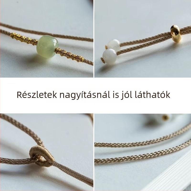 Kézzel készített Jade Buddha medál fonott textilnyakláncon, U‑alakú forma, 2024 tavasz, egyszerű stílus
