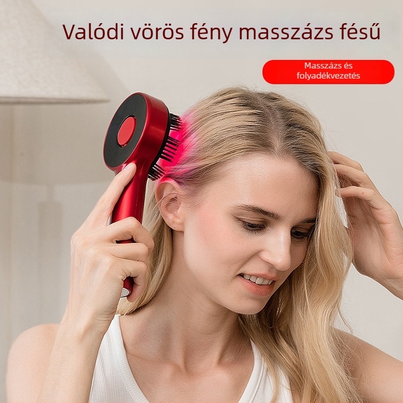 Otthoni elektromos masszázsfésű – fejbőr ápolás, hajhullás elleni, többfunkciós, ABS anyag