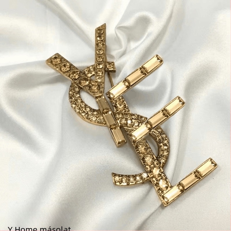 Brooch gyémántbevonattal, Y betűs dizájn, ötvözet anyag, selyemsál csat, női dekoratív ékszer