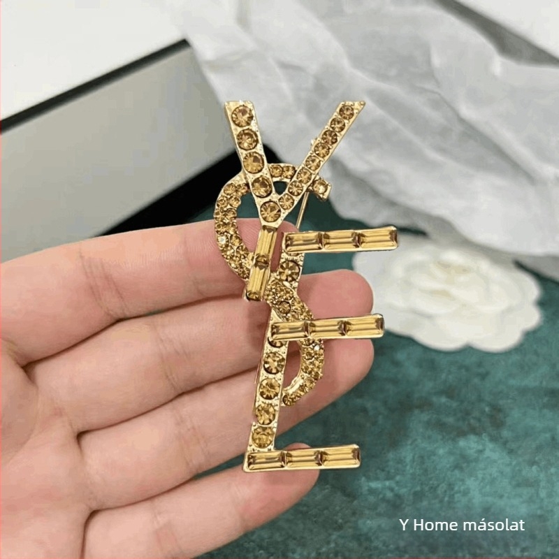 Brooch gyémántbevonattal, Y betűs dizájn, ötvözet anyag, selyemsál csat, női dekoratív ékszer