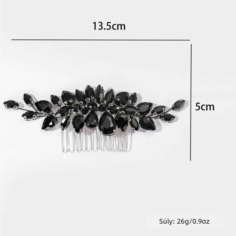 Menyasszonyi hajtű kristályokkal, virágos dizájn, elektroplakált felület