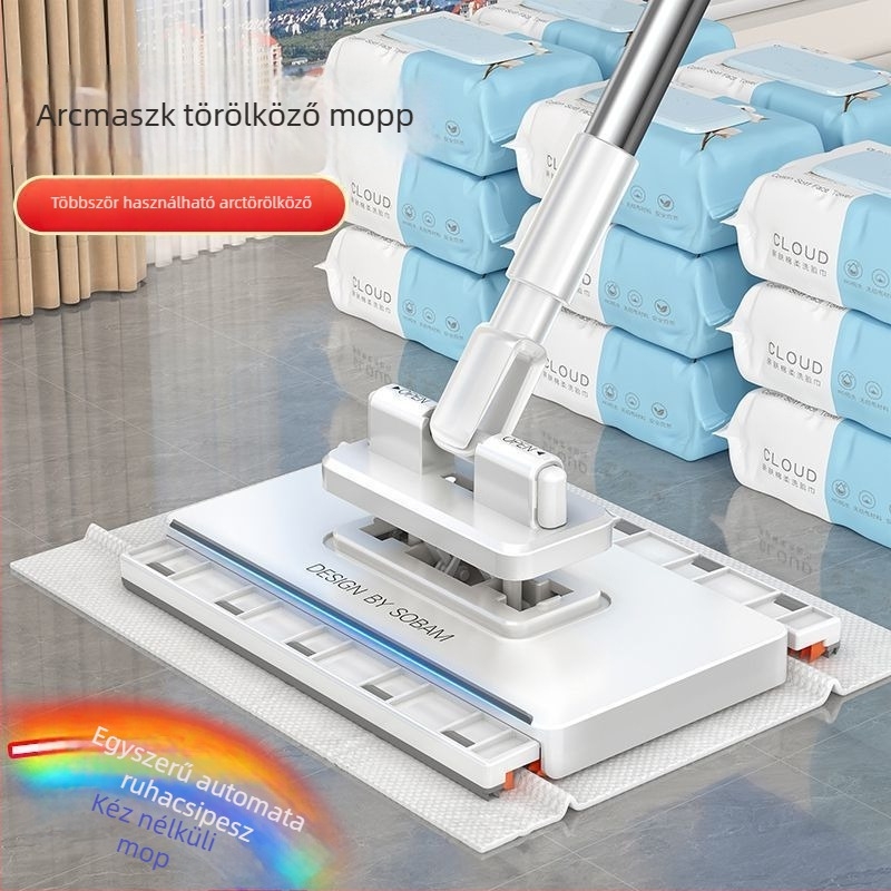 Mini síkos mop otthonra – rozsdamentes acél rúd, görgős nyomás, nedvesség ≤40%, teherbírás 2 kg, kettős hajtás