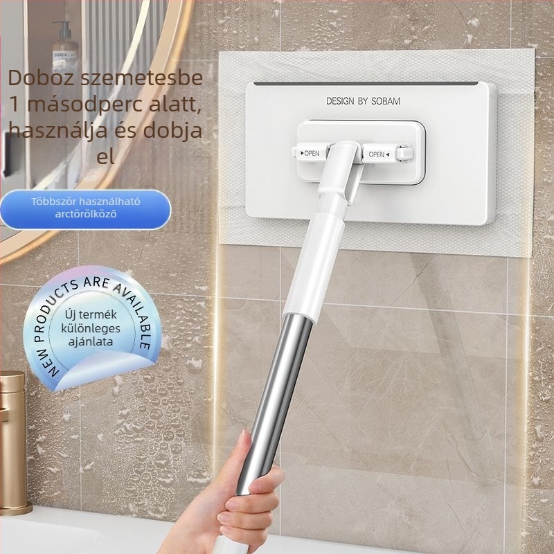 Mini síkos mop otthonra – rozsdamentes acél rúd, görgős nyomás, nedvesség ≤40%, teherbírás 2 kg, kettős hajtás