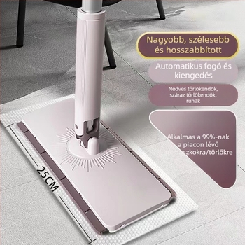 Mop rozsdamentes acél rúddal, kettős hajtású, emelőrúddal és lemezével, teherbírás 10 kg, összecsukható kifacsaró mechanizmus
