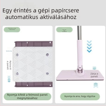 Mop rozsdamentes acél rúddal, kettős hajtású, emelőrúddal és lemezével, teherbírás 10 kg, összecsukható kifacsaró mechanizmus