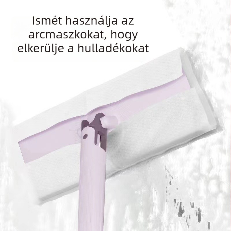 Mop rozsdamentes acél rúddal, kettős hajtású, emelőrúddal és lemezével, teherbírás 10 kg, összecsukható kifacsaró mechanizmus