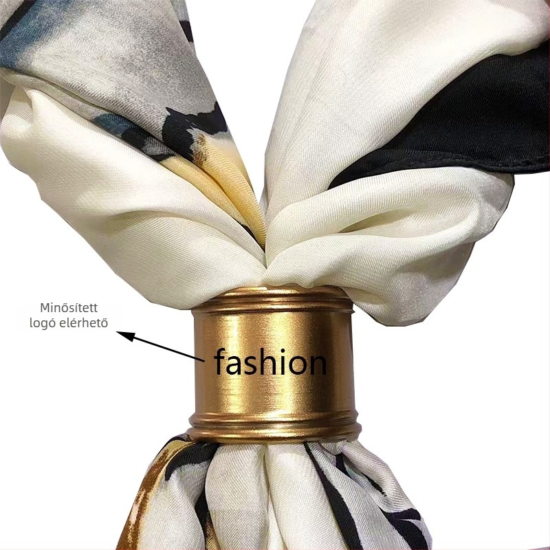 Selyemsál csat, hengeres alakú, cinkötvözet, galvanizált, aranyozott bevonat, egyszerű női stílus