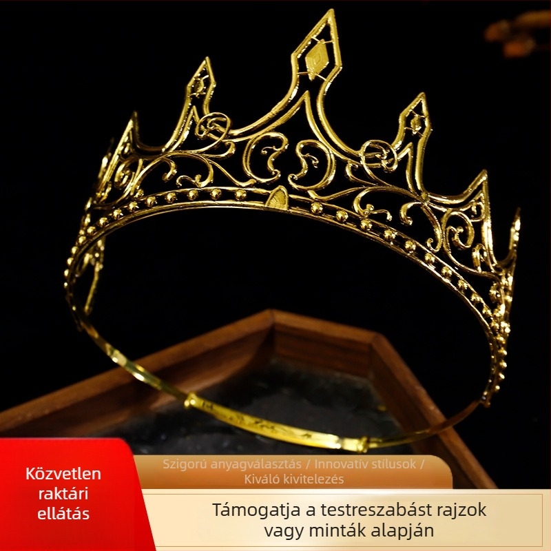Fejfedő: Vintage korona strasszkövekkel; forma: korona; márka Lingyao; kód Hg0020