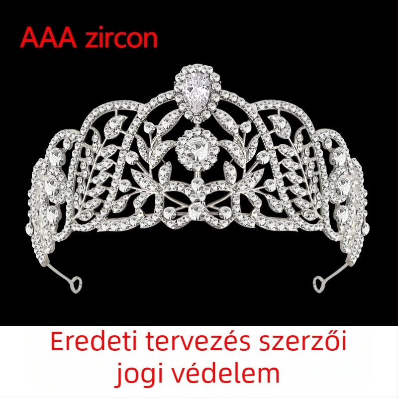 Esküvői korona – ötvözet alap, kristályok, elektroplakálás, elegáns hercegnő korona