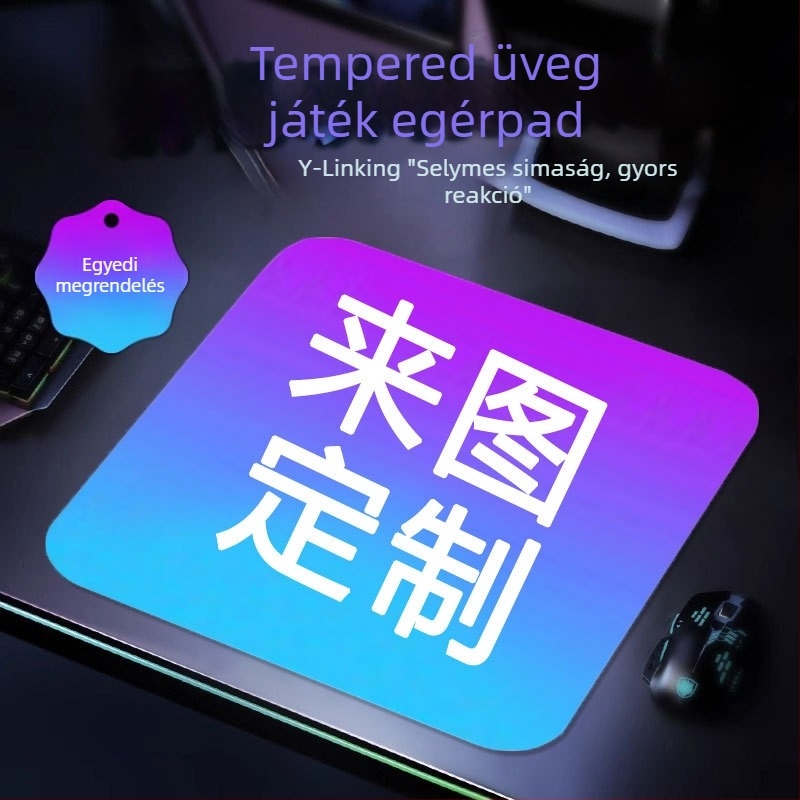 Tempered glass egérpad gaminghez | Egyoldalas, logónyomtatás, egyedi gyártás minta alapján