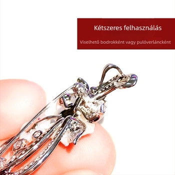 Női virágos brooch, réz alap, aranyozott mesterséges kövek mozaikja, koreai stílusú kiegészítő