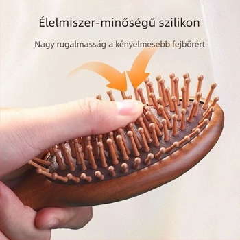 Szantálfa ovális hajkefe légpárnás fejbőrmasszázshoz, sima haj, hordozható otthoni használatra, női hajápolás