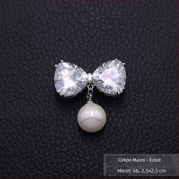 Szív alakú réz brooch inghez (Daiben dadbean); cirkónium és gyöngy beültetéssel; koreai stílus