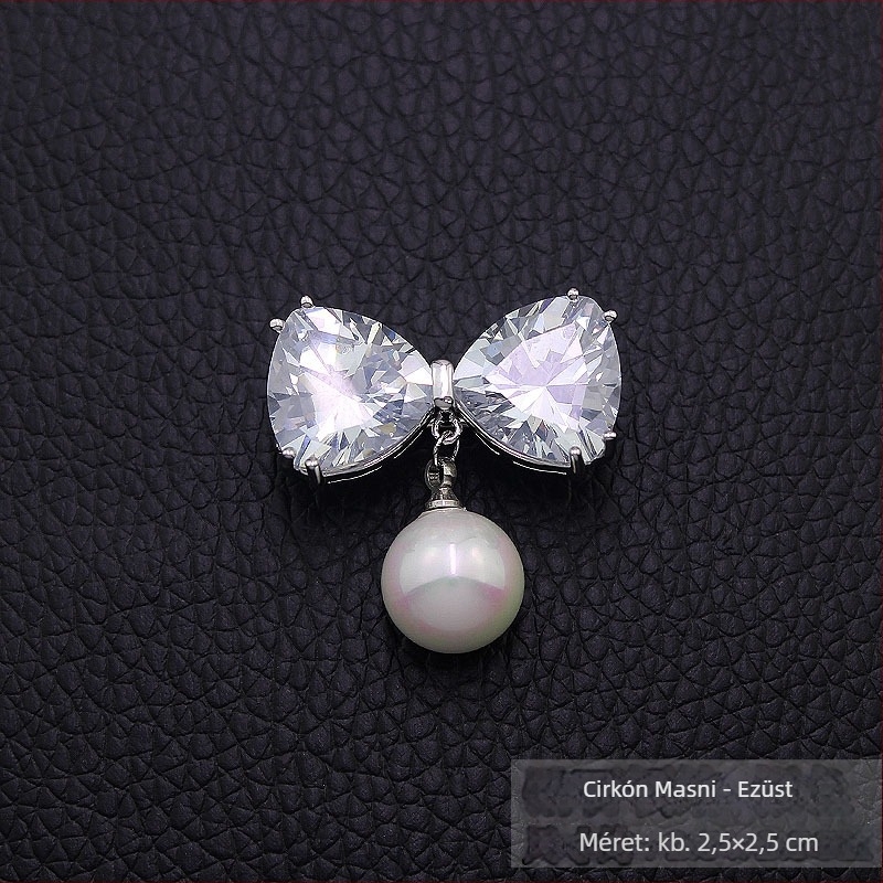 Szív alakú réz brooch inghez (Daiben dadbean); cirkónium és gyöngy beültetéssel; koreai stílus