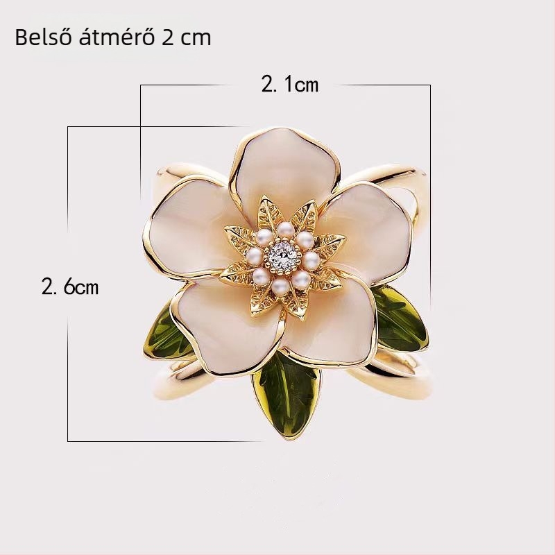 Gardenia szalag masni blúza virágmintával, japán-koreai stílus, ötvözet, gyémánt betét, olajcseppes feldolgozás, DD0195