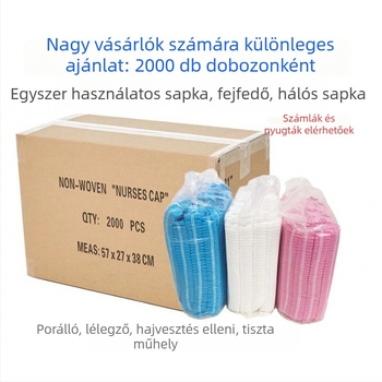 Egyszer használatos szakács sapka por és hajhullás elleni védelemmel; modell 09; fejjel rögzített belső bélés; légáteresztő nyílások; alkalmas élelmiszer-ipar, laboratóriumok és konyhák számára