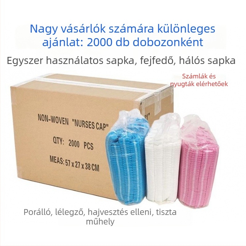 Egyszer használatos szakács sapka por és hajhullás elleni védelemmel; modell 09; fejjel rögzített belső bélés; légáteresztő nyílások; alkalmas élelmiszer-ipar, laboratóriumok és konyhák számára