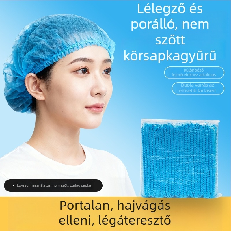 Egyszer használatos, légáteresztő hajháló sapka belső terekhez az élelmiszeripar számára