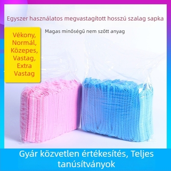 Egyszer használatos sapka nemszőtt anyagból hajhálóval, porvédett, lélegző, gyárak és laboratóriumok számára